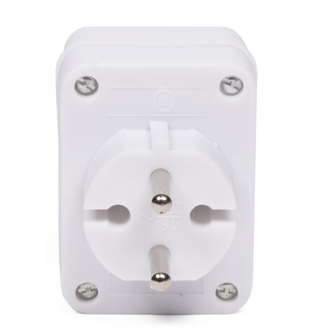 Benson Driewegstekker - wit - 2.5A - 230V - compact formaat