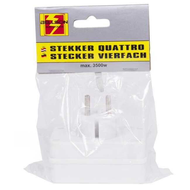 Benson Vierweg stekkerdoos - splitter voor platte eurostekkers - wit