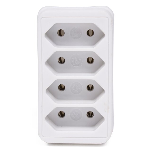 Benson Vierweg stekkerdoos - splitter voor platte eurostekkers - wit