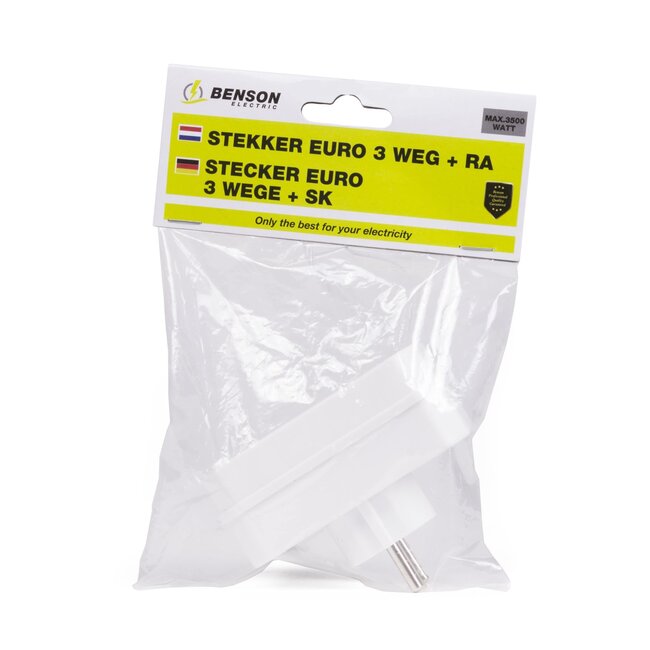 Benson 3-weg stekkeradapter - compact en lichtgewicht - met randaarde