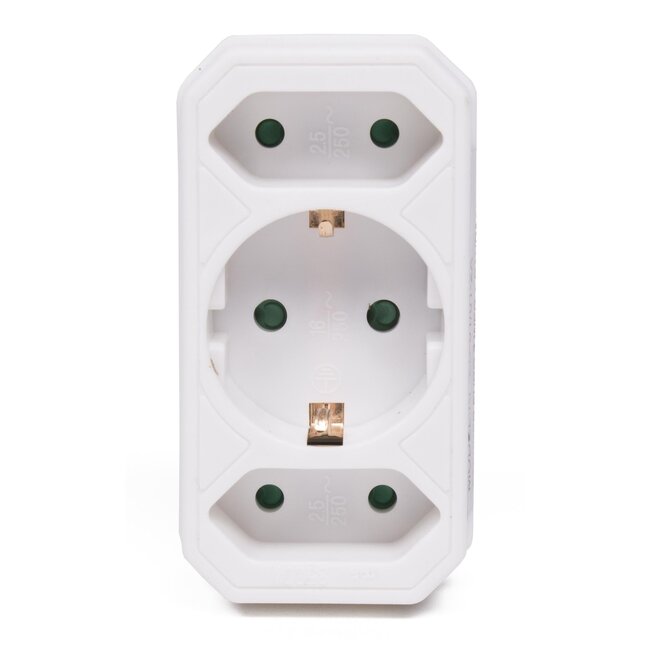 Benson 3-weg stekkeradapter - compact en lichtgewicht - met randaarde