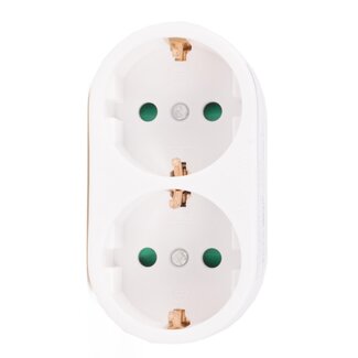 Benson Verloopstekker - 2 x randaarde - verticaal - wit - 16A - 240V