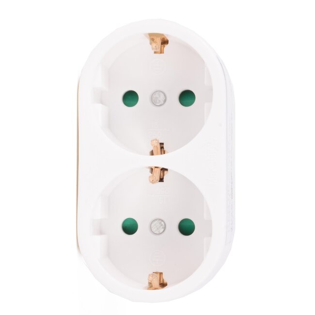 Benson Verloopstekker - 2 x randaarde - verticaal - wit - 16A - 240V