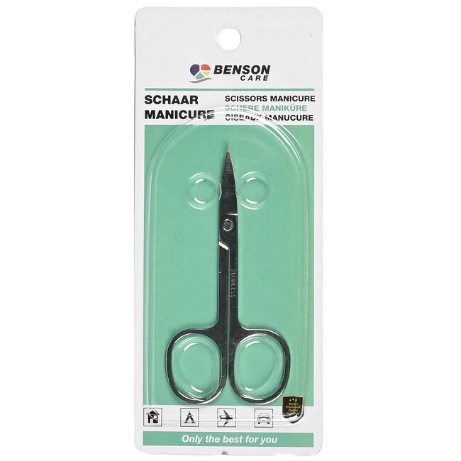 Benson Gebogen nagelschaar - roestvrij staal - micro kartel - 8.5 cm - manicure