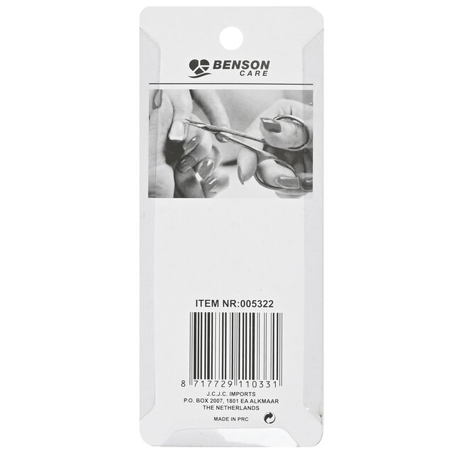 Benson Gebogen nagelschaar - roestvrij staal - micro kartel - 8.5 cm - manicure