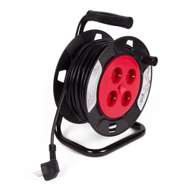 Benson Kabelhaspel - 25 meter - 4 aansluitpunten - Randaarde - Overspanningsbeveiliging