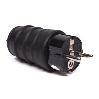 Benson Rubberen stekker met randaarde - spatwaterdicht - zwart - IP44 - trekontlasting