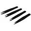 Benson 4-delige pincet set - veelzijdig - zwart - 9 cm