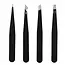 Benson 4-delige pincet set - veelzijdig - zwart - 9 cm