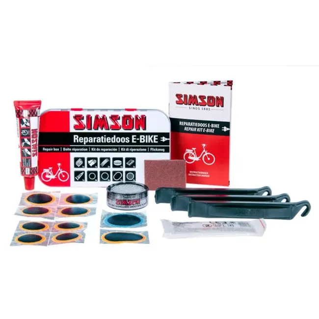 Simson Complete reparatieset e-bike - voorgevormde pleisters - solutie - incl. handschoenen en bandenlichters