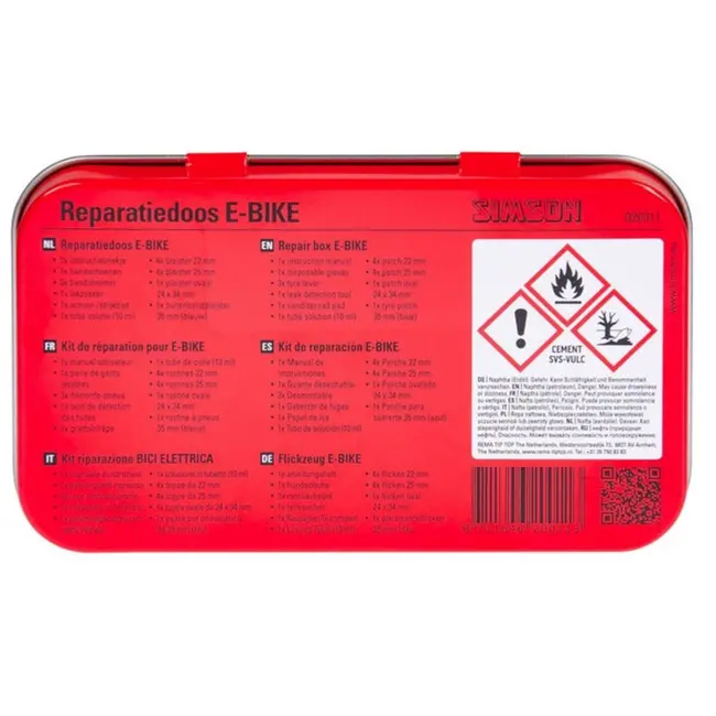 Simson Complete reparatieset e-bike - voorgevormde pleisters - solutie - incl. handschoenen en bandenlichters