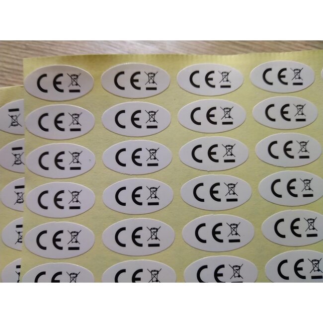Merkloos CE Markering - Sticker - Ovaal - 20 x 11 mm - 90 stuks