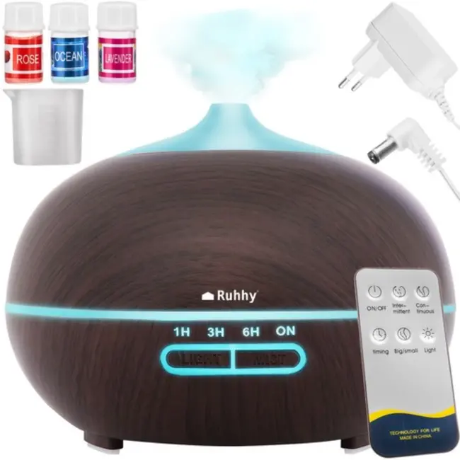 Ruhhy Aroma Diffuser - 400ml Luchtbevochtiger met Ionisator en LED Lamp