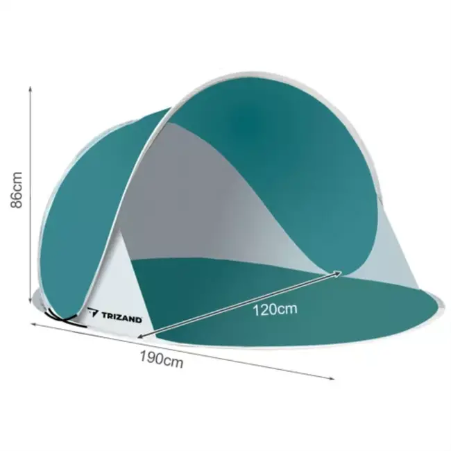 Trizand Pop-Up Strandtent 190x120x86 cm - Lichtgewicht en Ruim