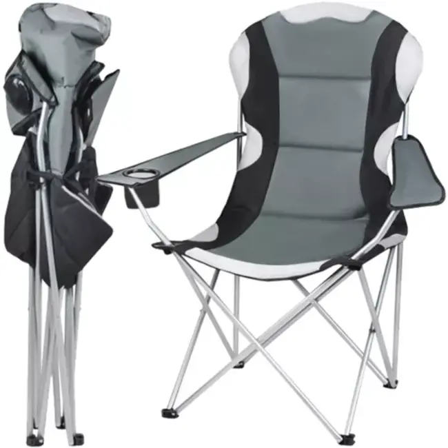 Trizand Zwart en Grijs Vissersstoel - 55 x 54 x 110 cm - Draagbaar en Stevig
