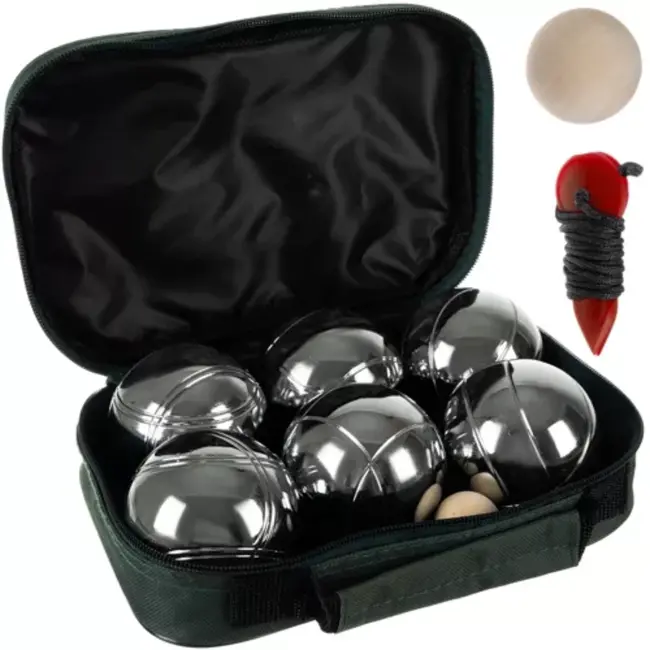 Kruzzel Jeu de Boules Ballen Set - 6 Chromen Ballen - Inclusief Draagtas en Accessoires