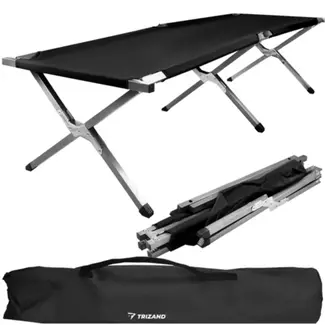 Trizand Opvouwbaar campingbed zwart 189 x 70 x 43 cm met metalen frame, 600D Oxford-stof en draaghoes voor kamperen