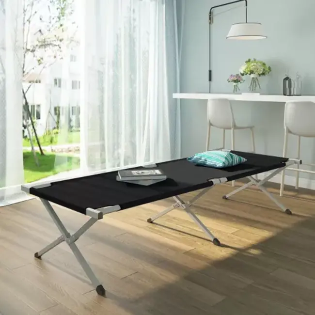 Trizand Opvouwbaar campingbed zwart 189 x 70 x 43 cm met metalen frame, 600D Oxford-stof en draaghoes voor kamperen