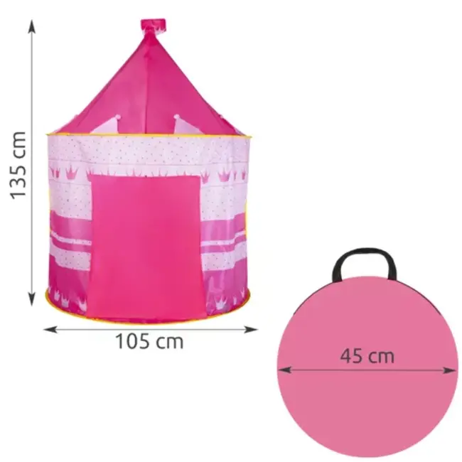Kruzzel Koninklijke Tent voor Kinderen - Opvouwbaar en Veilig - 135x105 cm - Roze