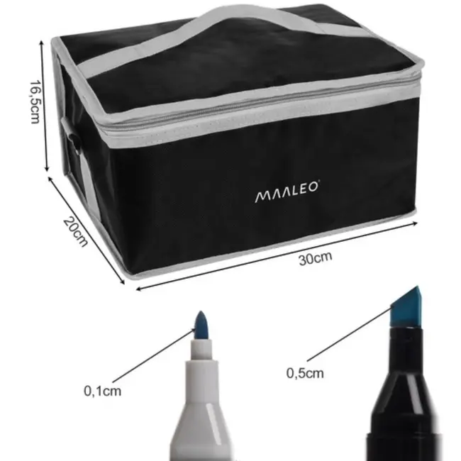Maaleo Dubbelzijdige Markers - 168 Stuks - Inclusief Tas en Organizer