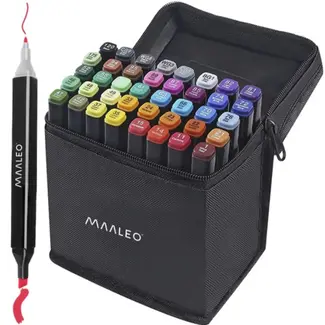 Maaleo Dubbelzijdige Markers - 40 Stuks - Inclusief Tas en Organizer