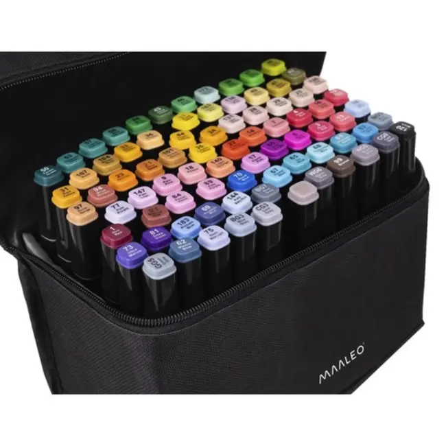 Maaleo Dubbelzijdige Markers - 80 Stuks - Inclusief Tas en Organizer