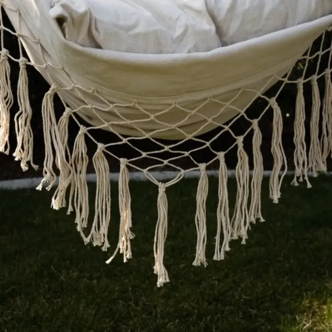 Ruhhy Beige Braziliaanse hangstoel met kussens - perfect voor tuin