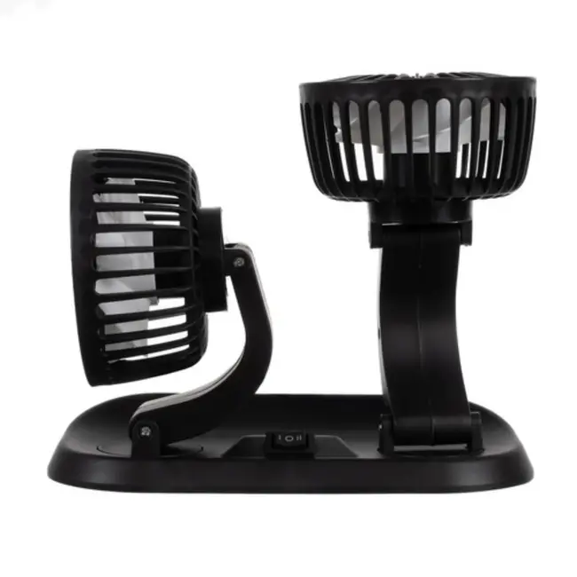 Xtrobb Dubbele Auto Ventilator - 360° Rotatie en Tweestaps Snelheidsregeling