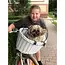 Purlov Witte rieten fietsenmand voor veilig vervoer van huisdieren
