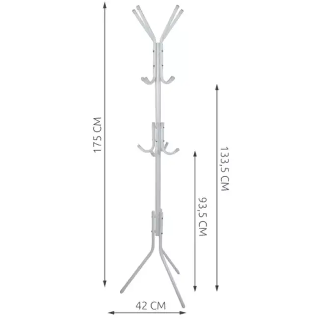 Ruhhy Stevige Staande Hanger met 12 Haken 170cm - Wit