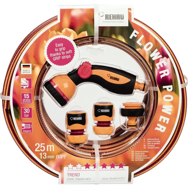 Rehau Complete tuinslangset - 25 meter - 7-standen spuitpistool - oranje