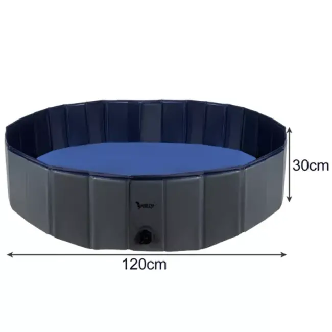 Purlov Groot Opvouwbaar Hondenzwembad 120 x 30 cm met Anti-slip Bodem