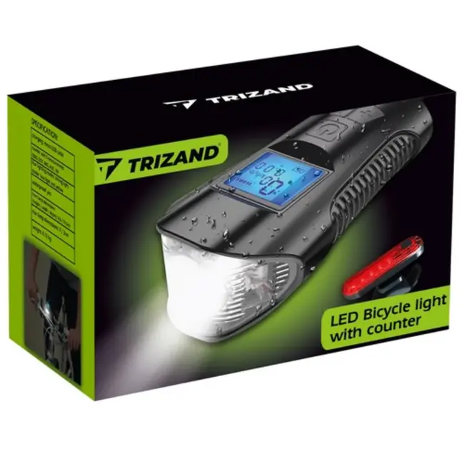 Trizand Waterdichte LED Fietslampenset met Teller en Hoorn - USB