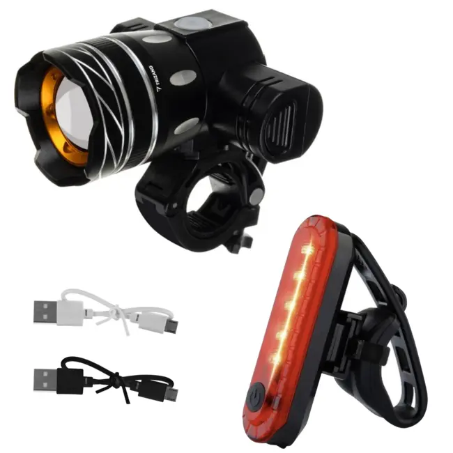 Trizand Krachtige en Oplaadbare Fietslamp Set met Voor- en Achterlicht