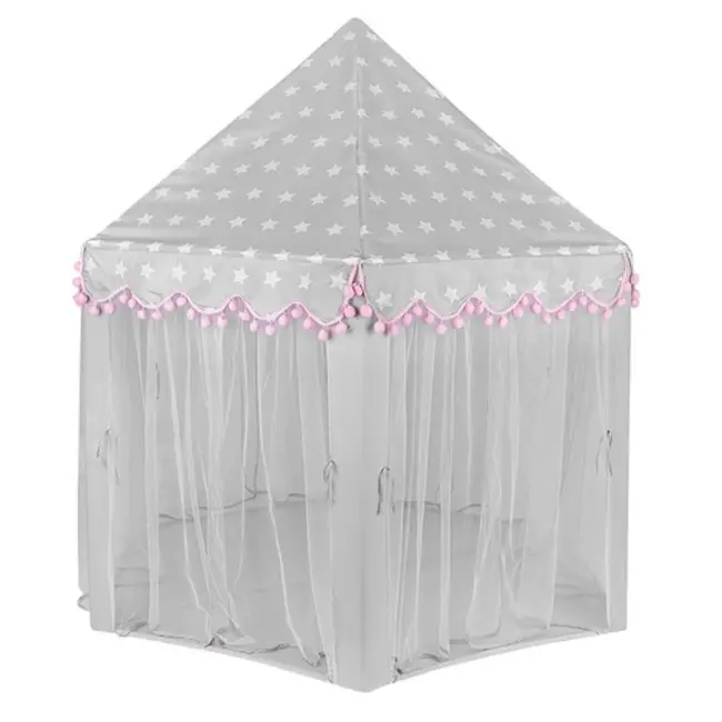 Kruzzel Grote Kindertent Grijs/Roze met Sterrenmotief