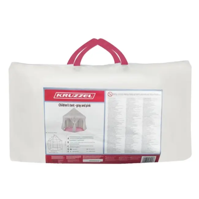 Kruzzel Grote Kindertent Grijs/Roze met Sterrenmotief