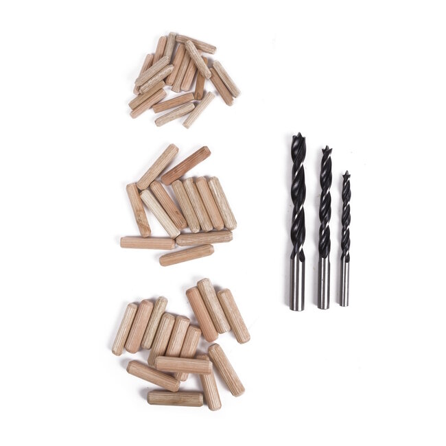 Benson Complete houtbewerking deuvel set - 47-delig - inclusief carbon stalen boren - diverse maten deuvels - met opbergkoffer