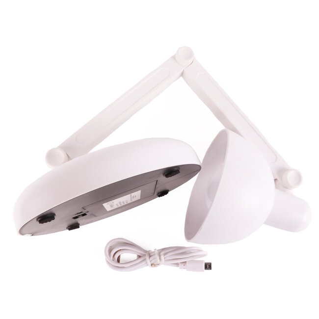 Benson Opvouwbare LED-lamp - 18 SMD LED's - Verstelbare lampkop - Wit - USB en batterijvoeding