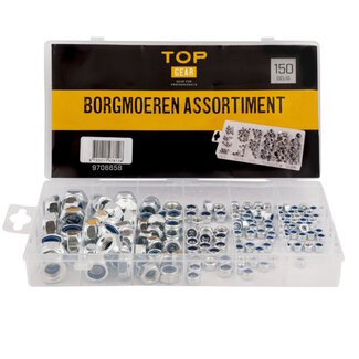 Topgear Zelfborgende moerenset - 150-delig - Verzinkt - Diverse maten - Inclusief opbergdoos