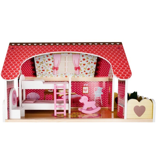 Kruzzel Houten Poppenhuis - XXL Villa met LED Verlichting, 90 cm Hoog