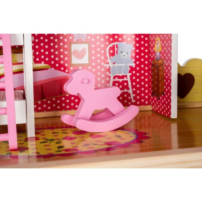 Kruzzel Houten Poppenhuis - XXL Villa met LED Verlichting, 90 cm Hoog