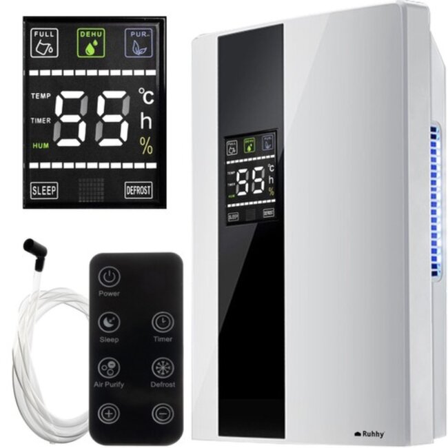 Ruhhy Luchtontvochtiger met Hygrostaat en Timer - 1800 ml Reservoir