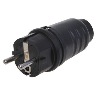 ProPlus Schuko stekker - geaard en slagvast - 230V - IP44 - zwart