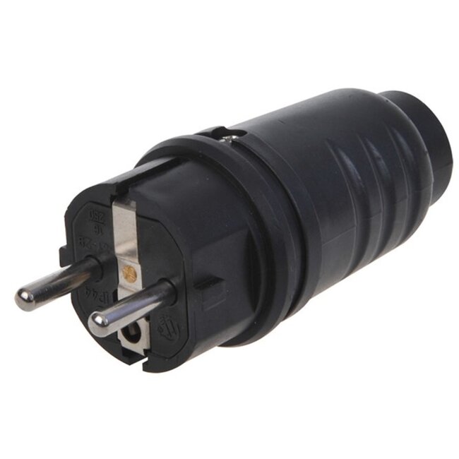 ProPlus Schuko stekker - geaard en slagvast - 230V - IP44 - zwart