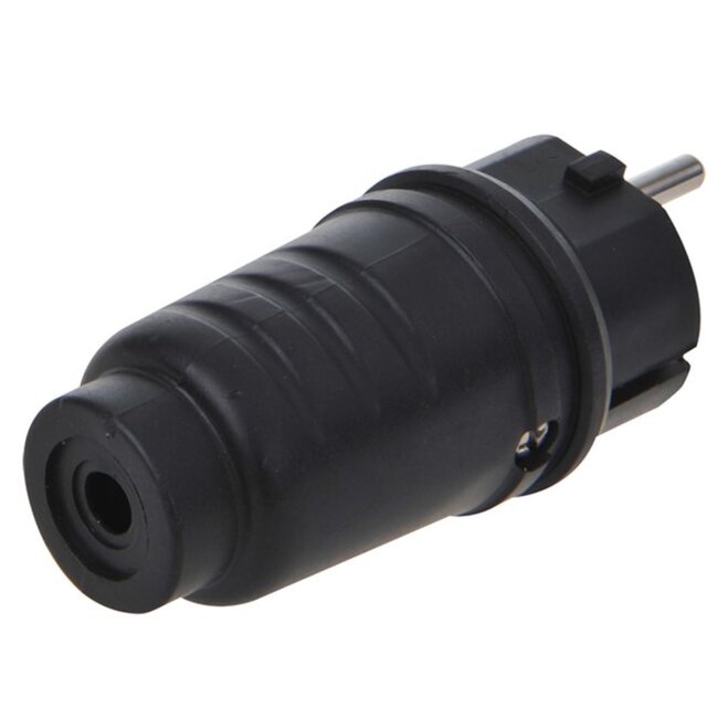 ProPlus Schuko stekker - geaard en slagvast - 230V - IP44 - zwart