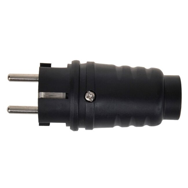 ProPlus Schuko stekker - geaard en slagvast - 230V - IP44 - zwart