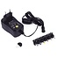 Benson Universele adapter - Verwisselbare tips - 600mA - 3-12V - 1 meter kabel - Zwart
