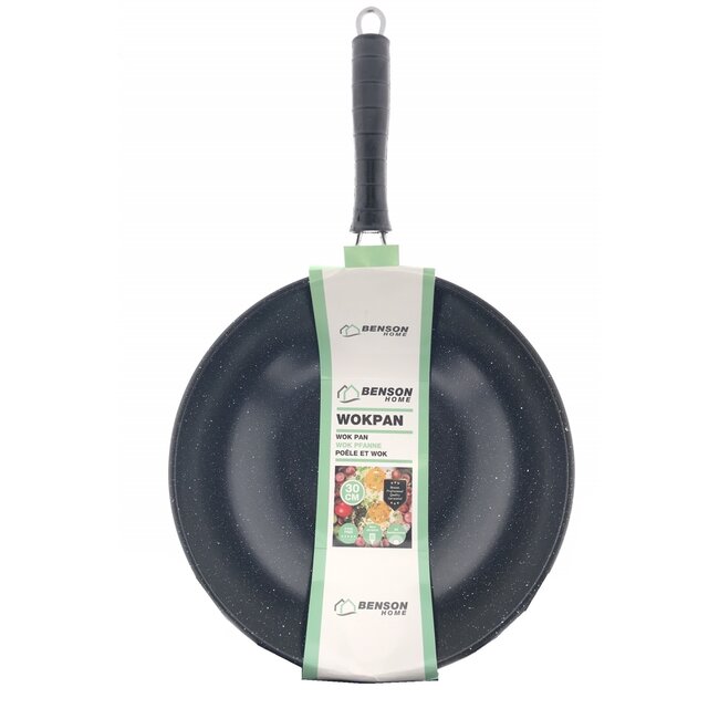 Benson Wokpan - 30 cm - Marmeren Afwerking - Anti-aanbaklaag - Koele Handgreep