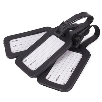 Benson Set van 3 kofferlabels - Duurzaam kunststof - Personaliseerbaar - Zwart