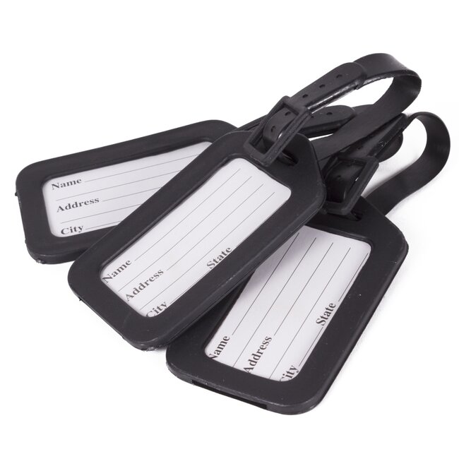 Benson Set van 3 kofferlabels - Duurzaam kunststof - Personaliseerbaar - Zwart